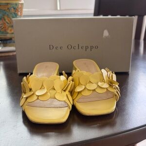Dee Ocleppo Yellow Floral Leather Slide Japan Sandals